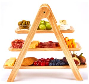 noriginalic appetizer serving tray parawood charcuterie boards 3 tier serving tray dessert table display set