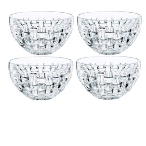 nachtmann bossa nova round crystal dip bowls, set of 4, serving dish for sauce, salsa, ice cream, and dips, giftable, 3.5 ounce, clear, dishwasher safe
