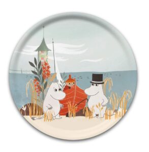 moomin birch round tray boat on the beach bonnier 31 cm