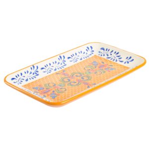 laurie gates by gibson hand painted tierra mix and match dinnerware set, rectangular platter (14.8" x 8.5"), assorted