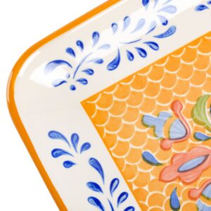 Laurie Gates by Gibson Hand Painted Tierra Mix and Match Dinnerware Set, Rectangular Platter (14.8" X 8.5"), Assorted