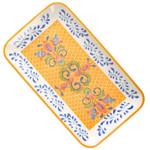 Laurie Gates by Gibson Hand Painted Tierra Mix and Match Dinnerware Set, Rectangular Platter (14.8" X 8.5"), Assorted