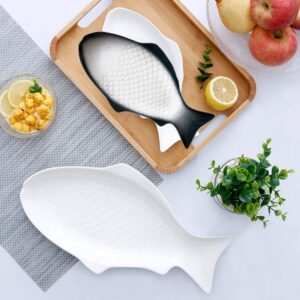 Healeved Ceramic Steaming Plate Porcelain Serving Trays Ceramic Sushi Dish Porcelain Small Fish Platter Dessert Trays Ceramic Fish Dish Japanese Snacks Decor Creative Plate Jewelry Food