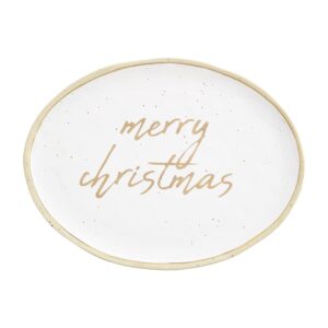 mud pie stoneware and gold merry christmas platter