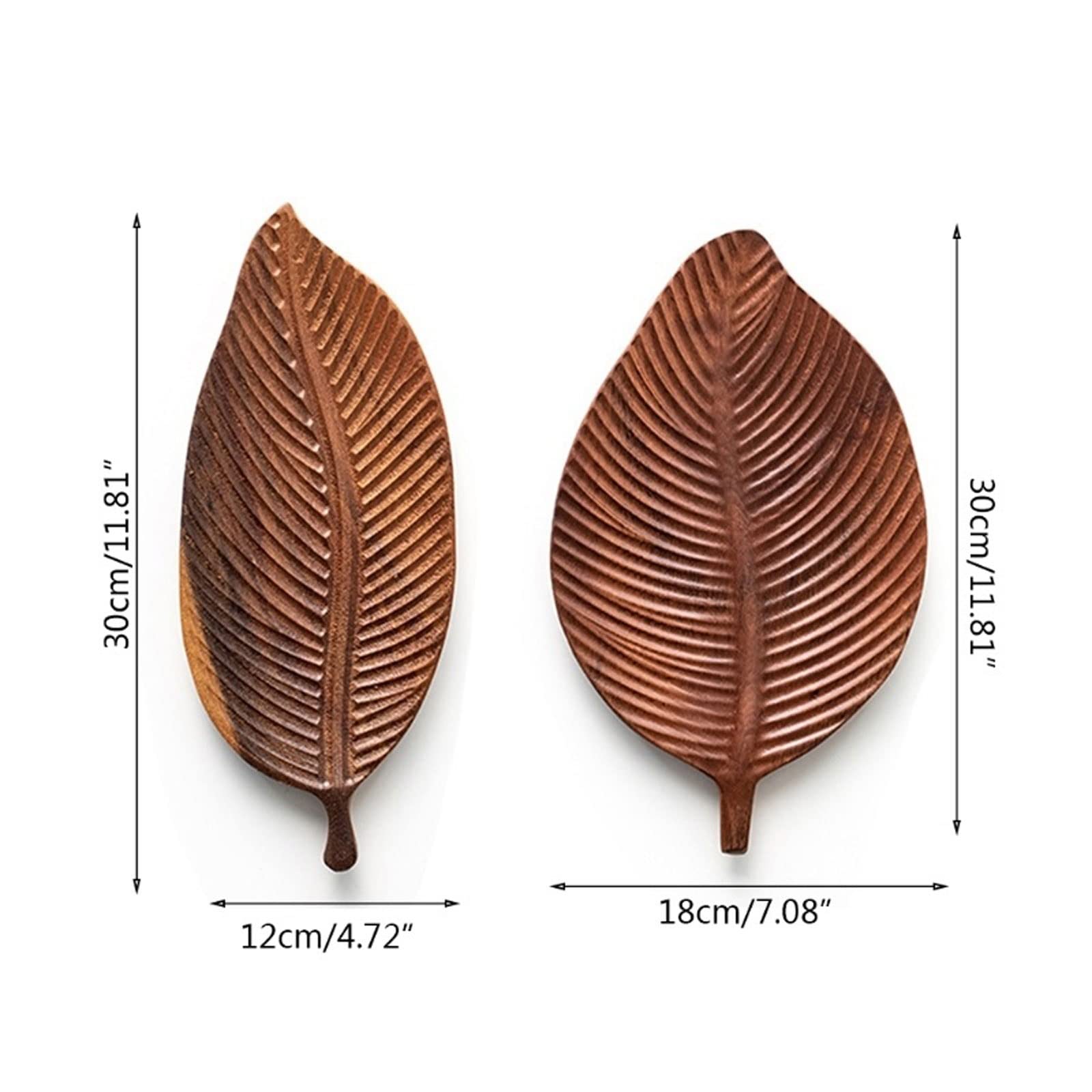 AMABEAgp Serving Tray Wood Serving Tray Leaf Shaped Storage Trays Dessert Dinner Breads Fruit Snacks Food Display Dishes Tea Tray for Kitchens