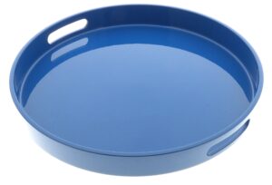 kotobuki round gloss lacquer serving tray, 13-1/2", blue