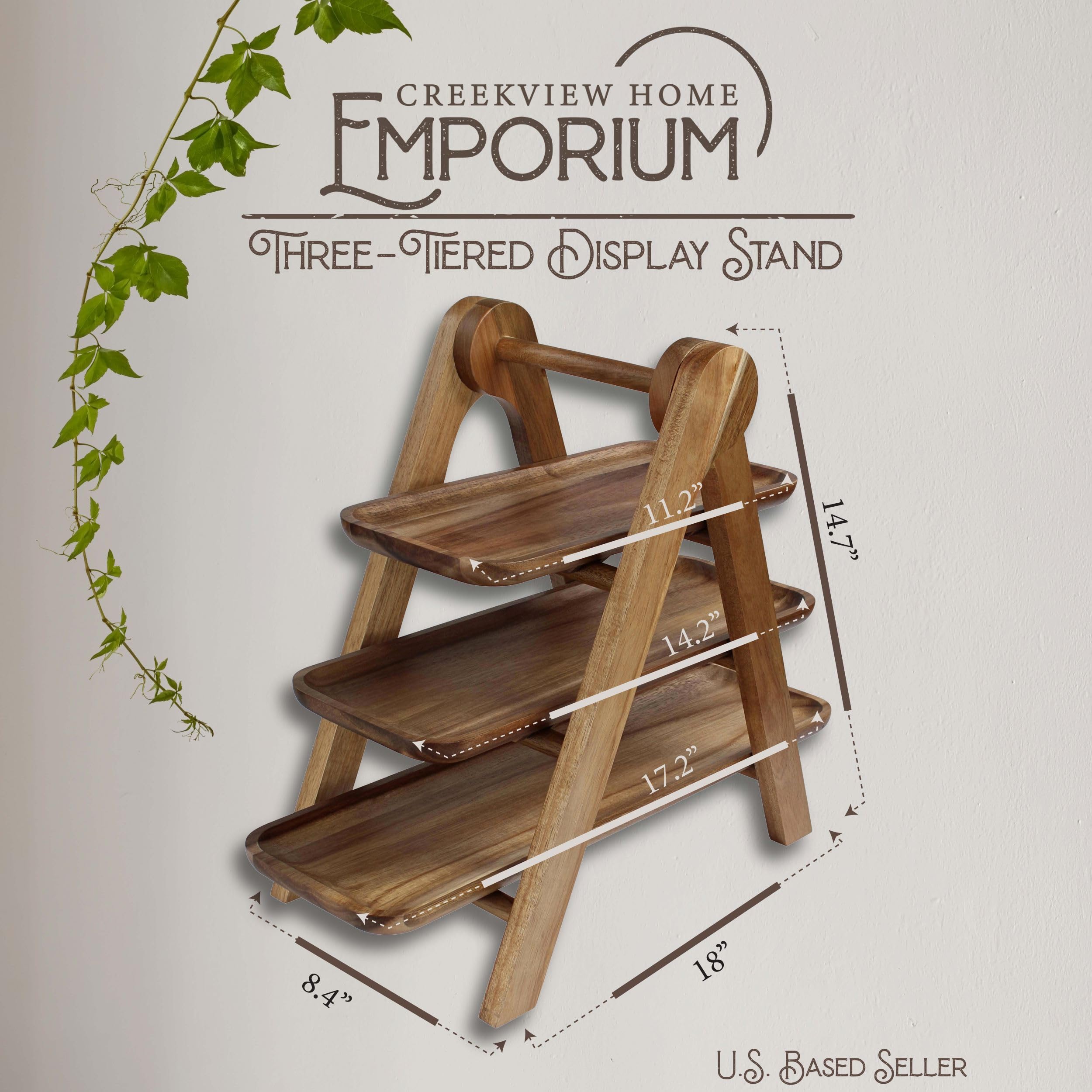 Creekview Home Emporium Wooden Ladder Tiered Tray Serving Platter - A-Frame Farmhouse Tiered Tray Cupcake Display Stand