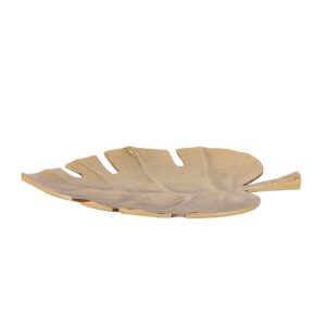 Purestory 10.5 Inch Large Gold Leaf Decorative Serving Tray Platter.Tabletop Display Platter.Centerpiece Platter Tray for Home Decor - Gold