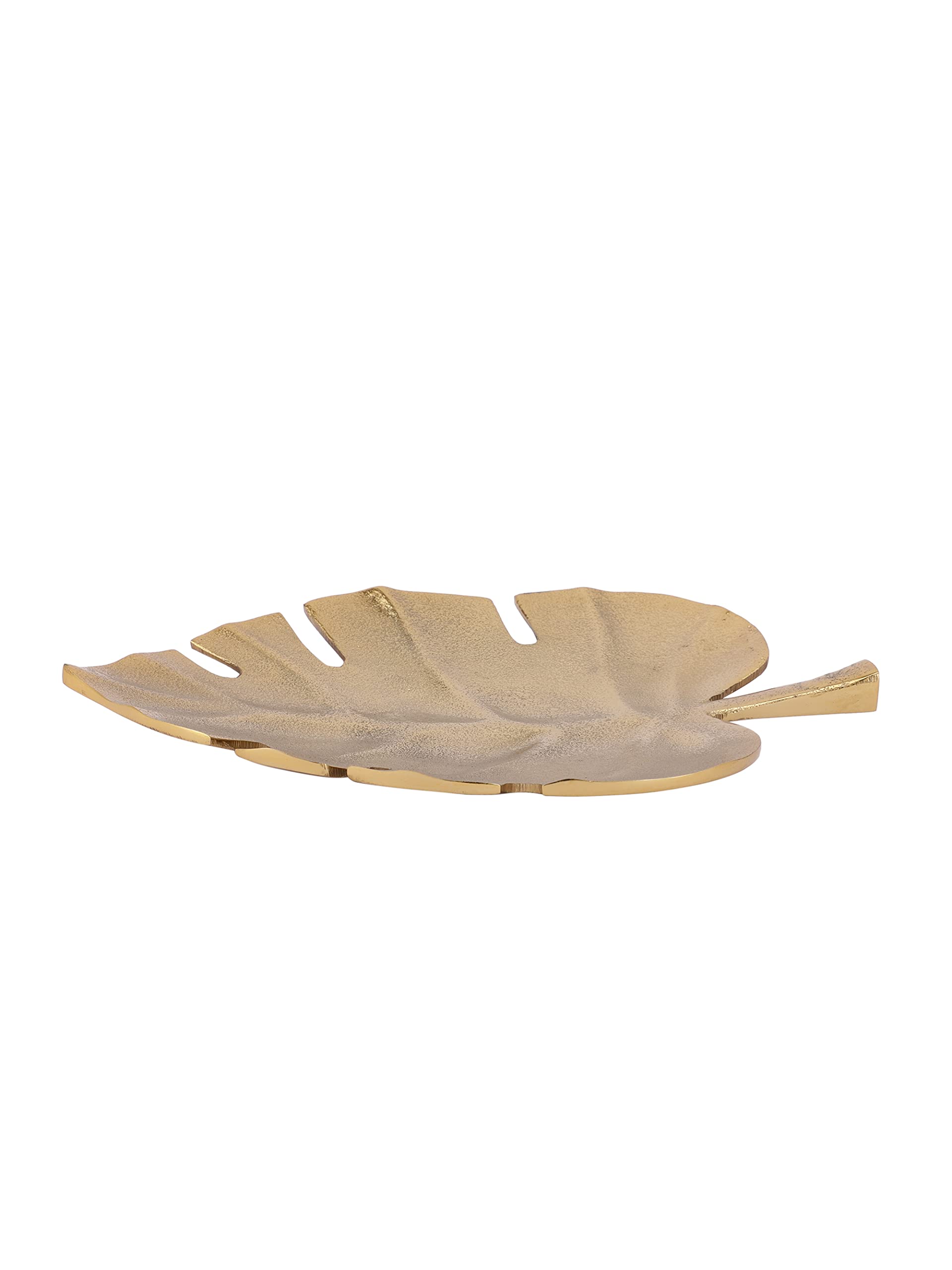 Purestory 10.5 Inch Large Gold Leaf Decorative Serving Tray Platter.Tabletop Display Platter.Centerpiece Platter Tray for Home Decor - Gold