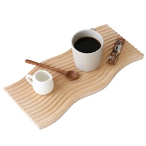 enkrio wood serving tray decorative tray wood trays wooden breakfast tray kitchen serving tray wave shape cheese board for bread meat vegetables wooden tray for home bathroom coffee table decor
