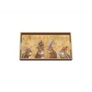 paperproducts design decorative serving tray - tabletop kitchen wooden vanity/serving tray for birthdays, parties – artistic designs, decorated food trays, vicki sawyer, chipmunk social design