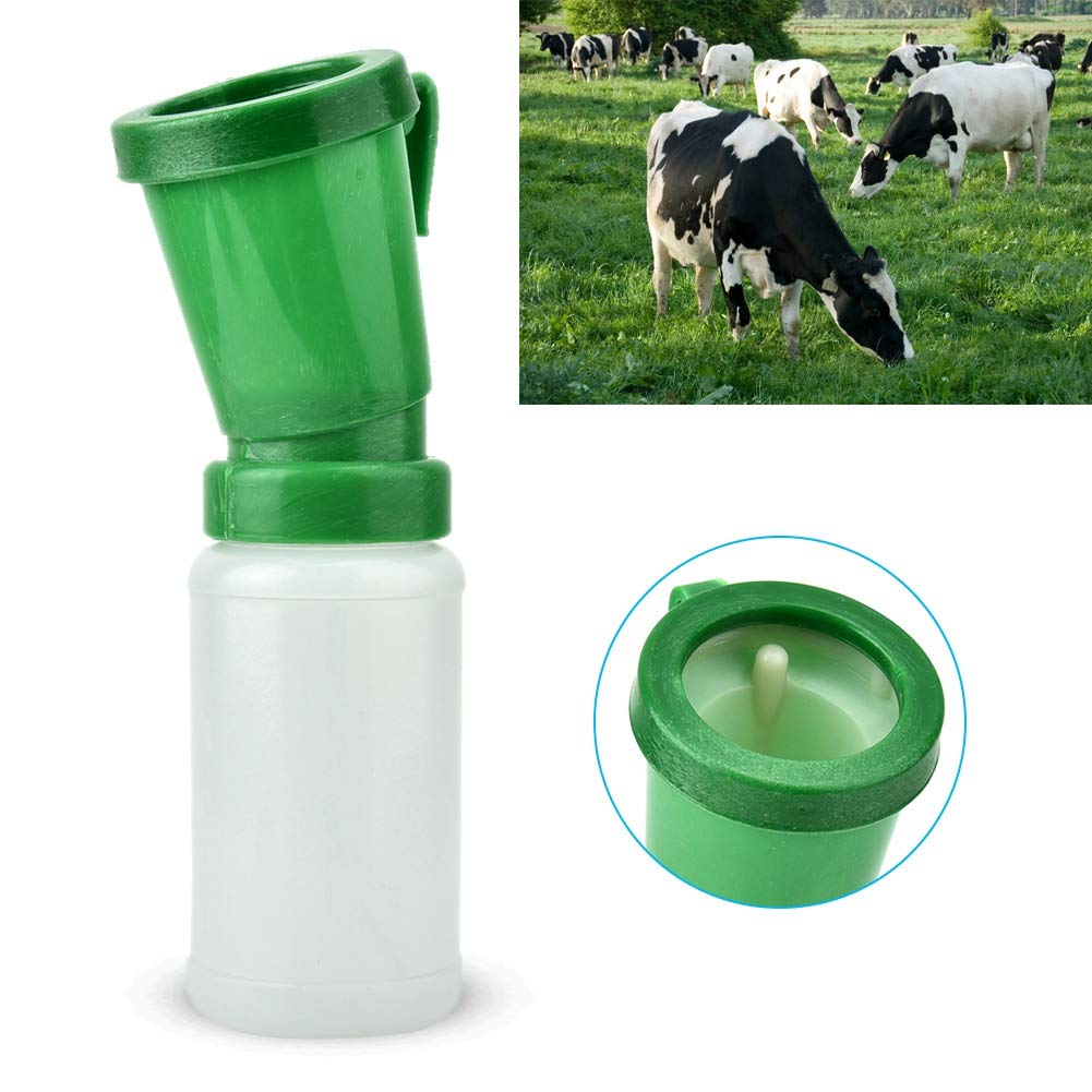 Annadue Non Reflow Cow Teat Dip Cup, Green Teat Dip Cup, 300ml Capacity Detachable Design for Cow Goat