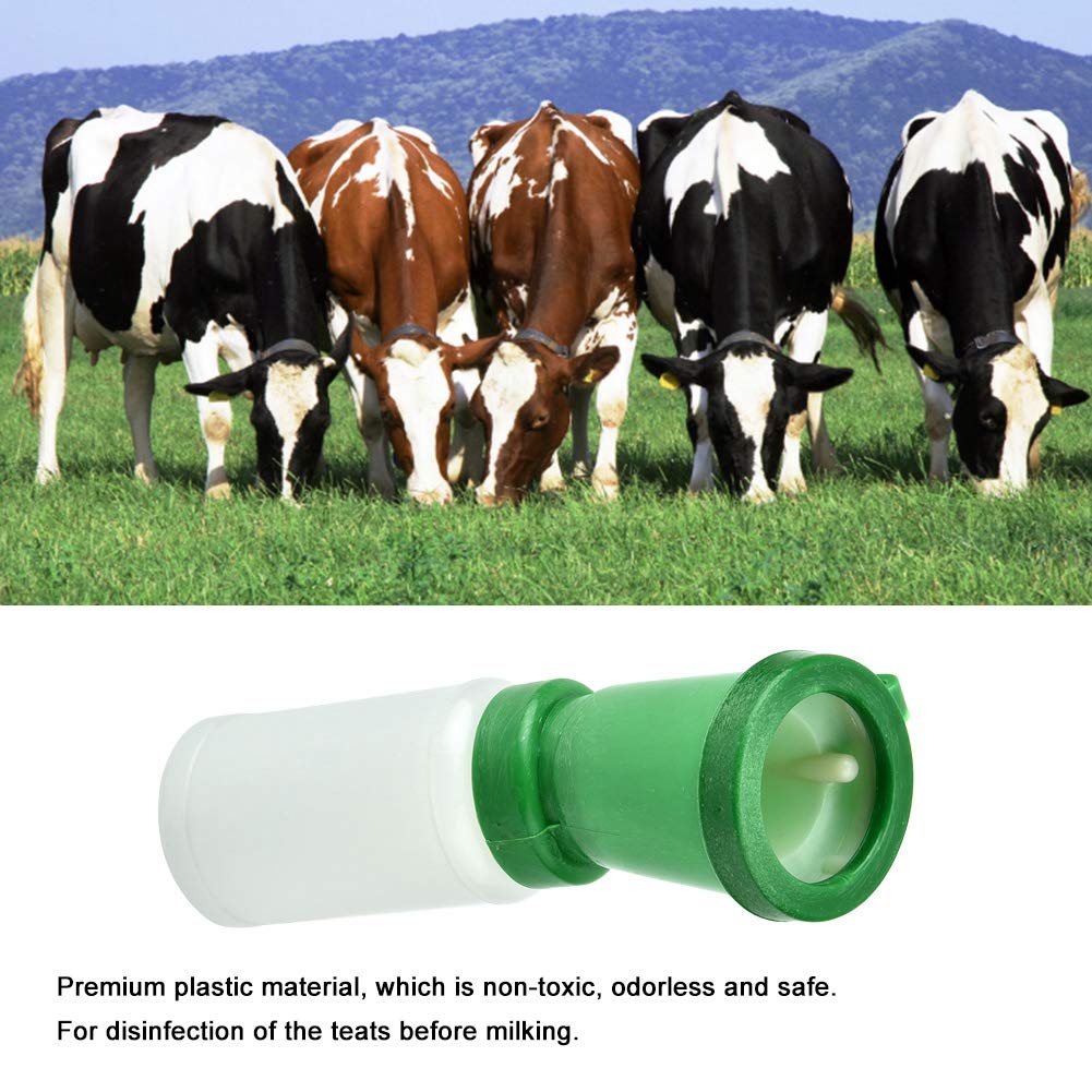 Annadue Non Reflow Cow Teat Dip Cup, Green Teat Dip Cup, 300ml Capacity Detachable Design for Cow Goat