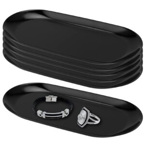 keileoho set of 6 stainless steel decorative tray, 7 inch metal serving trays, stainless steel towel trays black organizer tray small oval jewelry dish tea fruit tray for kitchen, bar, restaurant