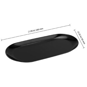 KEILEOHO Set of 6 Stainless Steel Decorative Tray, 7 Inch Metal Serving Trays, Stainless Steel Towel Trays Black Organizer Tray Small Oval Jewelry Dish Tea Fruit Tray for Kitchen, Bar, Restaurant