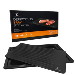 kitchen keen defrosting tray with drip tray | defrost frozen food | extra large size (14" x 8")
