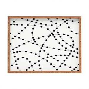 deny designs holli zollinger dotted black line indoor/outdoor rectangular tray, 14" x 18"