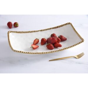 Pampa Bay Golden Salerno Rectangular Deep Server, Porcelain, 15" x 8.5" x 3"