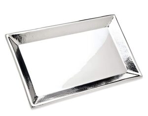 godinger serving tray, serving platter, vanity tray, appetizer tray hammered 18" rectangular stainless steel