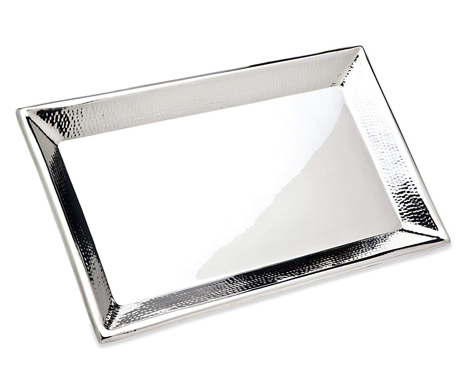 Godinger Serving Tray, Serving Platter, Vanity Tray, Appetizer Tray Hammered 18" Rectangular Stainless Steel