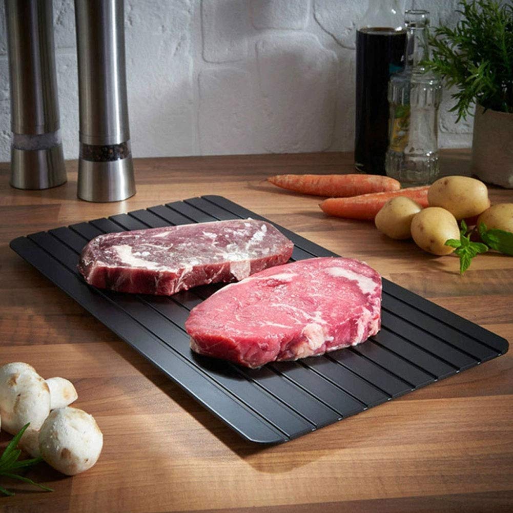 Thaw Food Plate Board,Meat Fast Defrosting Tray,Quick Defrost Kitchen Tool,Defrosting Frozen Food Faster,Thaw Master,Non Stick Coated Thawing Board for Frozen Meat and Food, Defrosting Tray Bo