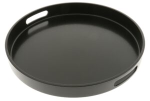 kotobuki round textured lacquer serving tray, 13-1/2", matte black
