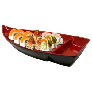 needzo plastic sushi boat serving tray, sashimi dinner platter for restaurant or home, japanese kitchen gifts, 10.25 inches