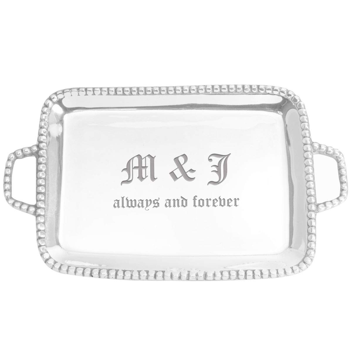 Personalized Pearl Serving Tray- Handcrafted, Rectangular Silver Tray, Tray for Whiskey Decanter, Candle Sticks, Vanity Set, Perfume Tray, and Serving Appetizer Serving Plates