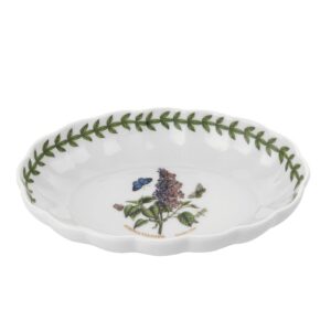 portmeirion botanic garden oval fluted dish | 6 inch small serving platter with garden lilac motif | made from porcelain | dishwasher and microwave safe