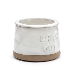 DEMDACO Chill Out Classic White 5 x 5 Stoneware Chip Dip Chiller Serving Bowl