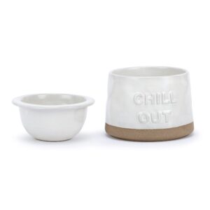 DEMDACO Chill Out Classic White 5 x 5 Stoneware Chip Dip Chiller Serving Bowl