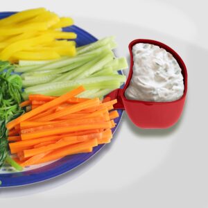 Swiveling Plate and Bowl Clip On Dip Holder For Standard Thickness Dishes. Serve Dips, Sauces, Dressings or Condiments Without Touching Food to Save Space on Platters For Dipping Wings, Chips and More