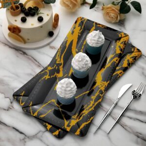 Efavormart 10 Pack | 16"x 8" Black Paper Cardboard Serving Trays with Gold Foil Design - 1100 GSM for Wedding, Birthday, Parties, Receptions, Banquets, Baby Showers, Catered Events