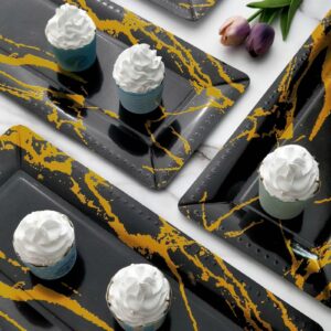 Efavormart 10 Pack | 16"x 8" Black Paper Cardboard Serving Trays with Gold Foil Design - 1100 GSM for Wedding, Birthday, Parties, Receptions, Banquets, Baby Showers, Catered Events