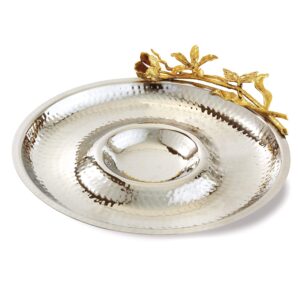 elegance butterfly chip & dip serving tray, 12.5", silver/gold