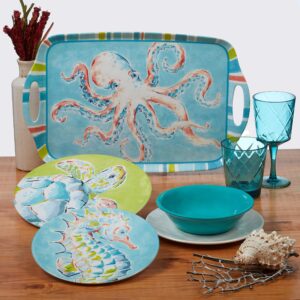 Certified International Deep Sea 2 pc Melamine Platter Serving Set, Multicolor