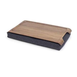 bosign mini multi-purpose laptray, anti-slip, walnut wood, salt and pepper gray cushion