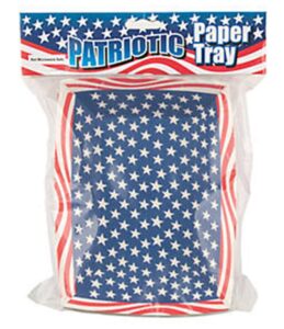 happy deals ~ patriotic paper food trays | 12 pack | red white and blue party trays