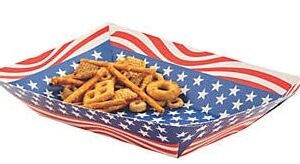 HAPPY DEALS ~ Patriotic Paper Food Trays | 12 Pack | Red White and Blue Party Trays