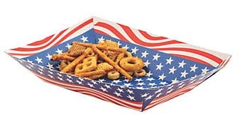 HAPPY DEALS ~ Patriotic Paper Food Trays | 12 Pack | Red White and Blue Party Trays