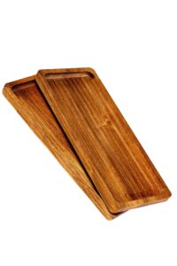 strova wood serving platters and charcuterie trays, set of 2, rustic wooden servers with raised edge, serve cheese, sushi, holiday snacks, and more