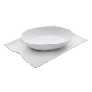 everyday white by fitz and floyd serve bowl and rectangular handled platter set, set of 2