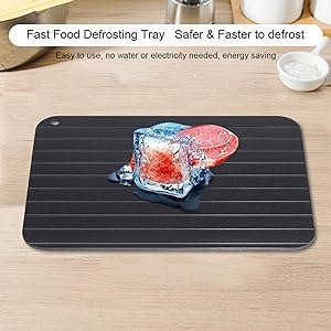 Quick Defrosting Tray,Aviation Aluminum Safety Preservation and Thawing Plate Up to 3 Times Faster Defrosting for Frozen Food Meat Seafood No Electricity No Batteries