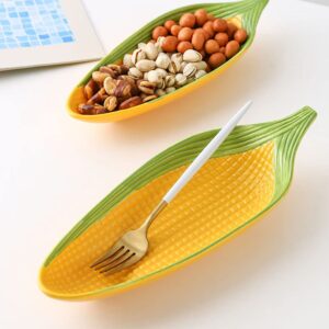 FOMIYES Ceramic Corn Trays, Corn on The Cob Dish, The Cob Porcelain Corn Dishes Corn Holders Appetizers Plate for Home and Kitchen