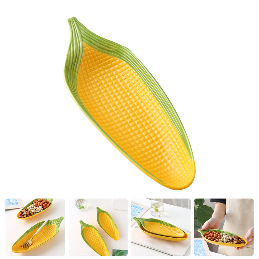 FOMIYES Ceramic Corn Trays, Corn on The Cob Dish, The Cob Porcelain Corn Dishes Corn Holders Appetizers Plate for Home and Kitchen