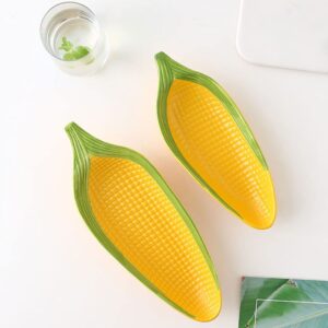 FOMIYES Ceramic Corn Trays, Corn on The Cob Dish, The Cob Porcelain Corn Dishes Corn Holders Appetizers Plate for Home and Kitchen