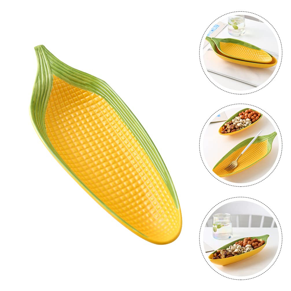 FOMIYES Ceramic Corn Trays, Corn on The Cob Dish, The Cob Porcelain Corn Dishes Corn Holders Appetizers Plate for Home and Kitchen