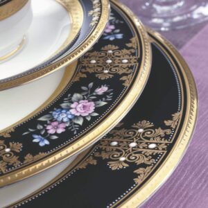 Noritake Evening Majesty 16-Inch Oval Platter, GOLD/BLACK/WHITE