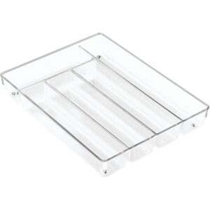 interdesign linus 2 in. h x 13.7 in. w x 10.7 in. l clear plastic cutlery tray