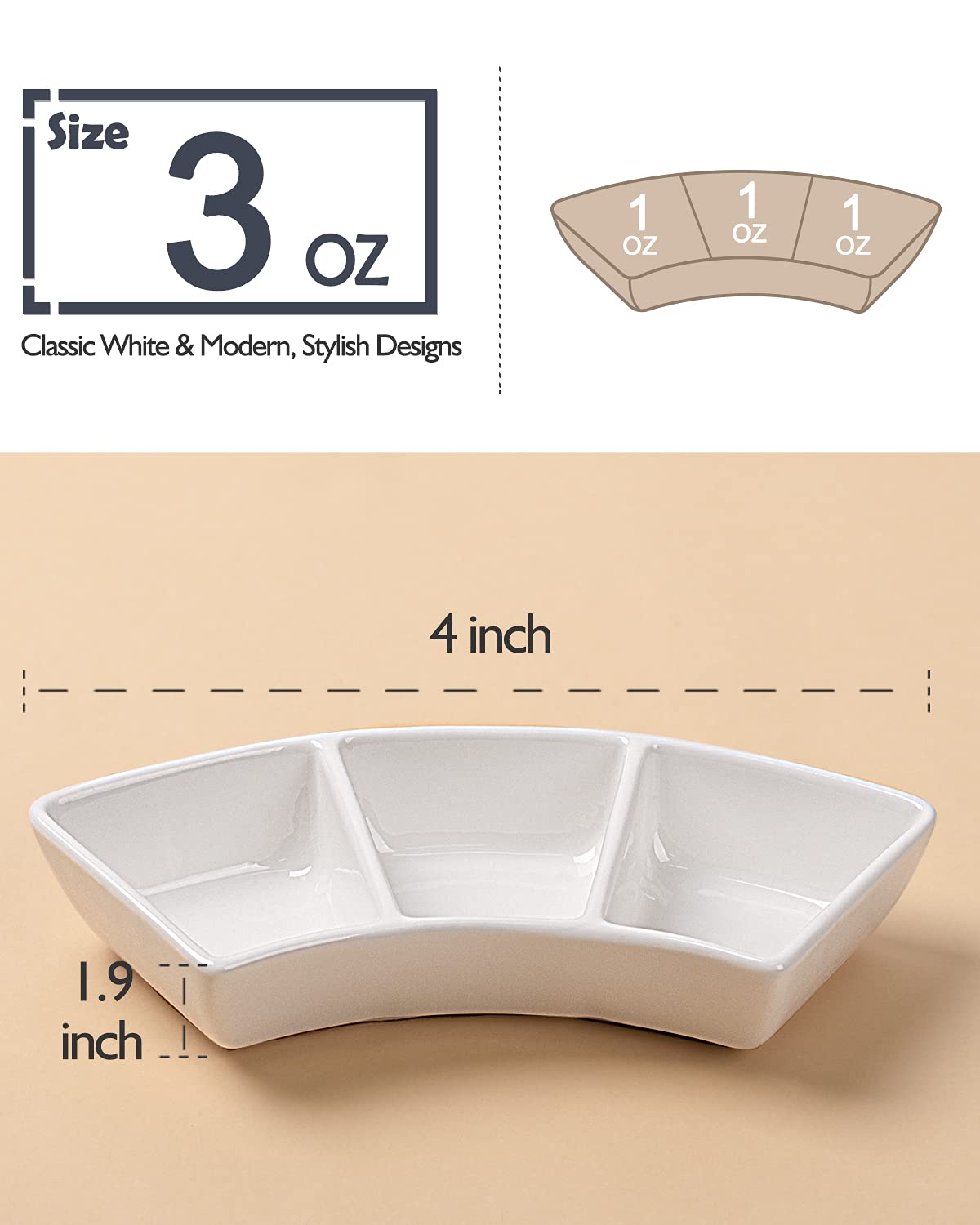 DELLING 3 Oz Dipping Bowls & 16 Inch Serving Platter Set